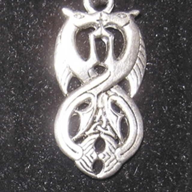 Pewter pendant (facing beasts)