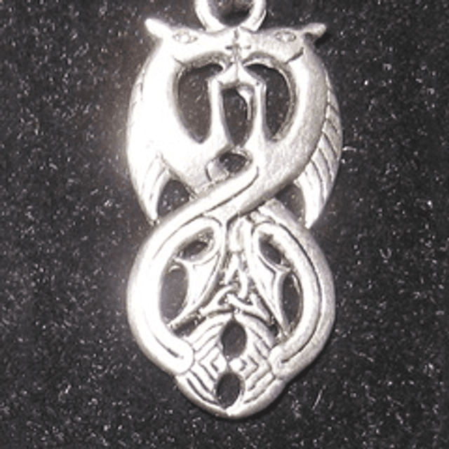 Pewter pendant (facing beasts)